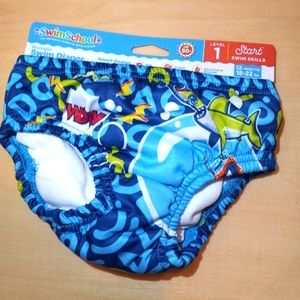 Swim school Reusable polyester swim diaper blue shark and octopus 12 m